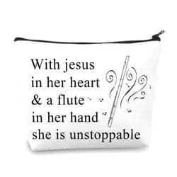 BDPWSS Flute Gift For Flute Player Gift With Jesus In Heart & A Flute In Her Hand She Is Unstoppable Makeup Bag (With Jesus Flute)