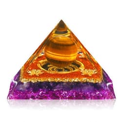 Hopeseed Orgone Crystal Pyramid Orgonite Amethyst&Tiger's Eye Stones Healing Crystals Pyramid for Positive Energ Reduce Stress Chakra Meditation Attracts Lucky and Success Spiritual Gifts