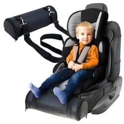 Kalnweis Car Seat Foot Rest,Car Seat Foot Rest for Kids-Booster Seat Foot Rest-Convenient Car Accessories for Kids - Supportive Car Seat Pillow for Toddlers - Long Adjustable Strap (Black Leather)