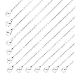 Mozeat Lens 20pcs Necklace Chain with Lobster Clasps for Jewelry Making, Stainless Steel Chain Bulk Silver Chain Necklace Pack 1.5mm Thin Chains Silver Cable Chains for Necklace Pendants Making Supplies