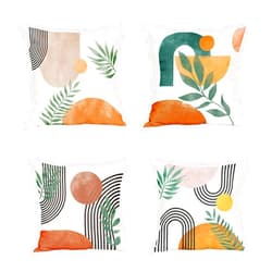 DZGlobal Mid Century Modern Throw Pillows Covers Abstract Boho Pillow Covers Geometric Minimalist Decorative Pillowcase 18x18 Set of 4 for Couch Home Sofa Bedroom