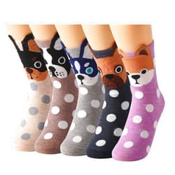Tosewever 5 Pairs Womens Cute Animal Casual Socks, Girls Fun Cozy Cat Dogs Sock