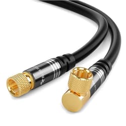 BlueRigger RG6 Coaxial Cable (15FT, 90° Angled to Straight Male F Type Connector Pin, Gold Plated, Triple Shielded) – Digital Audio Video Coax Cable Cord for HDTV, CATV, Modem, Satellite Receivers