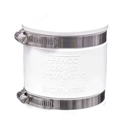 Fernco 1056-33 3-in. Flexible PVC Pipe Coupling for Cast Iron and Plastic Plumbing Connections in White