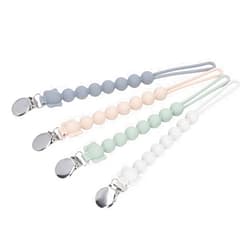 Tbest Maternal and Baby Products 4Pcs Baby Pacifier Chain Prevent Off Firmly Clamp Soft Silicone Pacifier Clip White Grey Green,Baby Toys