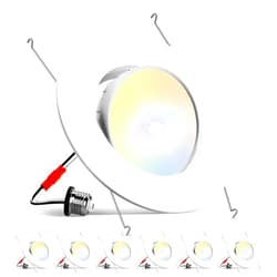 Amico 5/6 Inch Retrofit Eyeball Gimbal Can Lights 6 Pack, 5CCT LED Recessed Lights Directional Angled Trim Adjustable Ceiling Downlight, 2700K/3000K/4000K/5000K/6000K, 16W=150W, 1500 LM- ETL&FCC