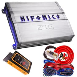 Hifonics ZG-1800.1D Zeus Gamma 1 Channel Super D Class 1800 Watt Car Audio Sound System Subwoofer Speaker Amp Amplifier with Gravity Magnet Phone Holder and 4 Gauge Kit Red Bundle