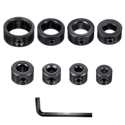 Xinjoduz Depth Stop for Drill Bit 8 Sizes 1/8”, 3/16”, 1/4”, 5/16”, 3/8”, 7/16”, 1/2”, 5/8” Metal Shaft Screw Collar with Allen Wrench High Carbon Steel Drill Bit Depth Stop Collars for Precision Drilling