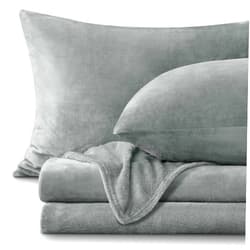 BEDELITE Flannel Sheets Queen Size Grey - Super Soft Fleece Sheets Set Fluffy Extra Plush, 4 Piece(include Fitted Sheet, Flat Sheet, 2 Pillowcases)
