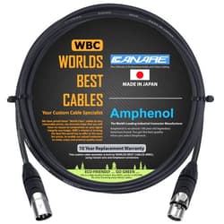 WORLDS BEST CABLES 6 Foot - Canare L-4E6S, Star Quad Balanced Male to Female Microphone Cables with Amphenol AX3M & AX3F Silver XLR Connectors - Custom Made