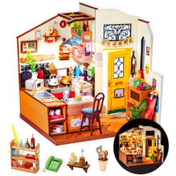 Rolife DIY Miniature Cozy Kitchen House Kit for Adults to Build, Tiny House Making Kit with Furnitures, Halloween/Christmas Decorations/Gifts for Family and Friends (Cozy Kitchen)