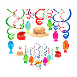 KRISTIN PARADISE 30Ct Gone Fishing Hanging Swirl Decorations, O-Fish-Ally Party Supplies, Little Fisherman Birthday Theme, The Big One Kids Decor for First 1st Boy Girl Baby Shower, O Fish Ally Favors