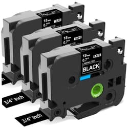 Label KINGDOM TZe-345 18mm White on Black Replacement for Brother TZe345 TZe Tz Tape 18mm 0.7 Laminated Black Label Tape 3/4