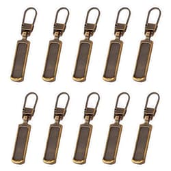 YZSFIRM Luggage Zipper Pull Replacement: 10Pcs Bronze Color Zipper Tab - Metal Zipper Extension Handle - Detachable Small Hole Zipper Pulls Tags