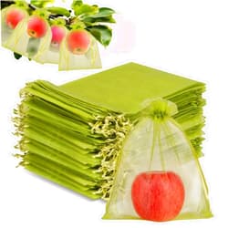 Verdenu 200pcs Fruit Protection Bags, 6×8 Inch Fruit Bags for Fruit Trees with Drawstring, Reusable Fruit Netting Bags for Fruit Trees, Fruit Cover for Orchard Protect from Insect Birds Squirrels