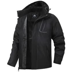 MAOYSSEN Men's Mountain Winter Coat Warm Fleece Ski Snow Jacket Waterproof Raincoat with Hood
