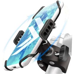 E Tronic Edge Bike Phone Mount - Rotating Cell Phone Holder for Bicycle Handlebar Compatible with iPhone 12 11 X 8 8S 7 7S 6 6S Pro Max Plus Android Samsung Galaxy Note Edge and LG (Rotatable)