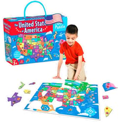 Peaceable Kingdom United States Floor Puzzle for Kids - USA States & Capitals Map for Ages 5+, Preschool Toy for Boys & Girls