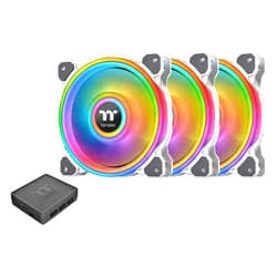 Thermaltake Riing Quad 120mm 16.8 Million RGB Color (Alexa, Razer Chroma) Software Enabled 4 Light Rings 54 Addressable LED 9 Blades Hydraulic Bearing White Case/Radiator Fan, 3 Pack, CL-F100-PL12SW-B