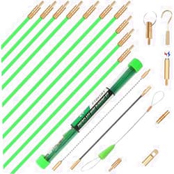 FTIHTRY 14FT Fiberglass Running Electrical Wire Cable Glow Rods Wire Pulling with 8 Different Attachments, Fish Rods Electrical Kit and Fish Tape Wire Puller