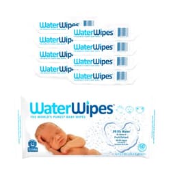 WaterWipes Original Baby Wipes,99.9% Water Based Wipes, Unscented & Hypoallergenic for Sensitive Skin, Diaper Wipe, 480 count (8 packs) 60 Count (Pack of 8)
