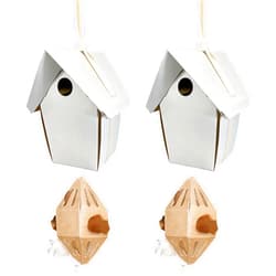 GreenBird Unassembled Wren Houses with Nesting Material Holders, Pack of 2