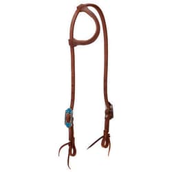 Weaver Leather ProTack Headstall with Designer Hardware, Sliding Ear, Turquoise Flower
