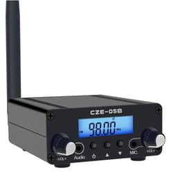 BaseWish 0.5W 0.1W Long Range FM Transmitter with LCD & 3.5mm Audio Cable - Ideal for Drive-in Church, School & Supermarket Events, Light Shows & Fireworks Display - Black