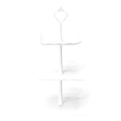 Coitak 3 Tier Cupcake Stand, Plastic Tiered Serving Stand, Square Dessert Tray for Tea Party, Baby Shower and Wedding (Pure White)