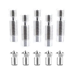 Houkr 0.4mm Stainless Steel Nozzle Extruder 3D Printer Head + 1.75mm Stainless Steel Nozzles Throat for 1.75mm Filament E3D V5-V6 3D Printer 10PCS