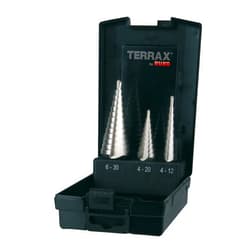 Ruko Terrax by Straight Fluted 3 Piece Step Drill Set Hss In Sizes 0, 1, 2, 9 in a stable, Practical Plastic Case A1011 – Pack of 1 26RO