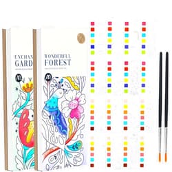 Lestp 2 Pcs Pocket Watercolor Painting Book Coloring Books for Kids Ages 4-8 Watercolor Paint Bookmark Kit for Kids Watercolor Painting Book Pocket Watercolor Book to Paint Travel Pocket Watercolor Kit