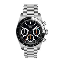 Tissot Mens PR516 Mechanical Chronograph 316L Stainless Steel case with Black PVD Coating Mechanical Watches, Grey, Stainless Steel, 20 (T1494592105100)