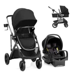 Evenflo Pivot Suite Travel System with LiteMax Infant Car Seat with Anti-Rebound Bar Dunloe Black