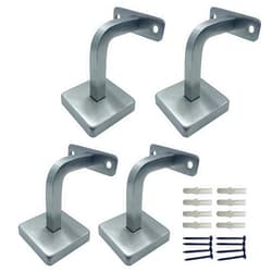 LANGLIER Handrail Brackets 2 PCS for Adjustable Staircase Stair Railing Brackets with Screws (Silvery, Non Adjustable)