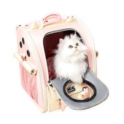 Wakytu Clear Bubble Cat Carrier Backpack, Space Capsule Pet Carrier Backpack for Large Cats and Small Dog, Breathable Dog Backpack Carrier for Travel and Hiking, Pink