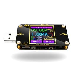 JUWEIAT USB Power Meter Tester, A3 USB Tester, Type-C Current and Voltage Monitor, USB Safety Tester, PD Battery Capacity Meter, Digital Color LCD Display Multimeter