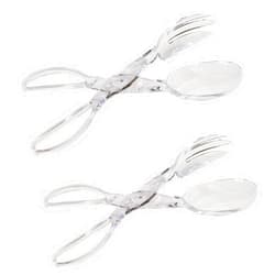 CCraft Set of 2 Large Salad Tongs, 11 Inch Long Clear Plastic