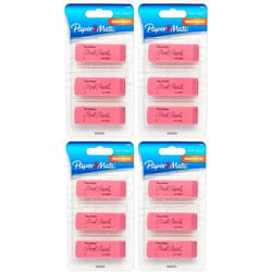 Paper Mate Pink Pearl Premium Medium Rubber Eraser, 3-Count (Set of Four Packages)
