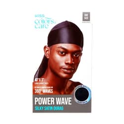 KISS COLORS & CARE Power Wave Silky Satin Durag - Black, Maximum Wave formation, Ultra-Compression, Breathable Premium Fabric, One Size Fits All, Durable & Versatile For All Hair Types