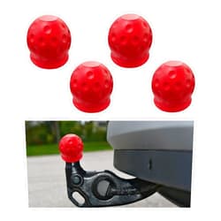 Dickno 4 PCS Trailer Ball Cover, 2 Inch Rubber Waterproof Towing Hitch Ball Protector, Universal Dustproof Tow Ball Protective Cap Replacement for Trailer RV Caravan Truck Boat (Red)