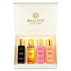 Bella Vita Organic Women's Luxury Perfume Gift Set 4x20 ML | Luxury Scent with Long Lasting Fragrance Eau De Parfum | CEO Woman | Honey Oud | Glam | Rose 80 ML