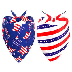 SZEE 4th of July Dog Bandanas 2 Pack, American Flag Bandana Dog Scarf with Star Pattern, Reversible Triangle Patriotic Dog Bandana for Independence Day Costume Accessories Decoration(X-Large)
