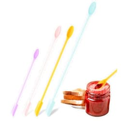 Salbsever Double-ended Mini Silicone Spatula Set of 4 Makeup Reusable Beauty Rubber Tiny Nonstick Thin Spatula Set for Skinny Openings Cosmetics Spoonula Jar Food Scraper Milk Coffee Home kitchen