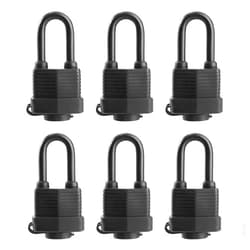 SafiSwords Waterproof Padlocks Keyed Alike for Outdoor use, Covered Heavy Duty Laminated Steel Lock, 1-9/16 Inch. Wide, Long Padlock, Pack of 6
