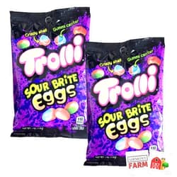 Airmont Farm Trolli Sour Brite Eggs 4oz bag (2 Pack) Bundle with 2 Collectible Stickers