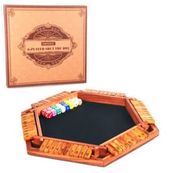 AMEROUS Upgraded 1-6 Players Shut The Box Dice Game, Wooden Board Table Math Game with 16 Dice for Kids Adults, Family Classroom Home Party or Pub