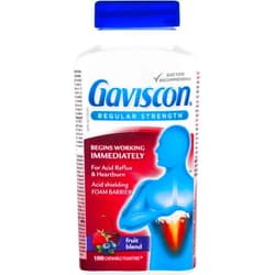 Gaviscon Regular Strength Fruit Antacid 100 Tablets