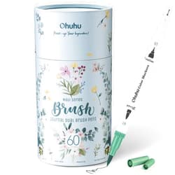 Ohuhu Markers for Adult Coloring Books No Bleeding 60 Colors Coloring Markers Water-based Dual Tips Fineliner & Brush Drawing Pens Art Markers for Kids Adults Sketch Journal - Maui - White