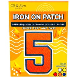 Oli and Alex Iron On Patches Premium Quality - Orange Number 5 Iron on Patch -Appliques Decorative Repair Patches for Clothes Approx. 3.1inch - Orange, 5